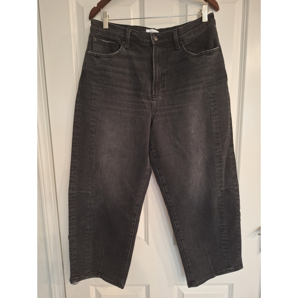 Pistola Womens Wide Leg Jeans Black High Rise 100% Cotton‎ Size 31